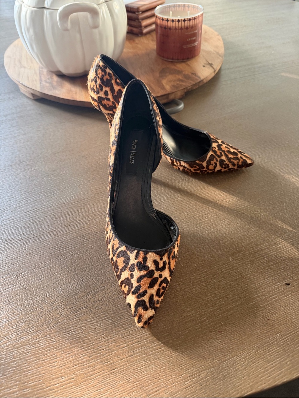White House Black Market Leopard-Pattern Pointed Toe Heels